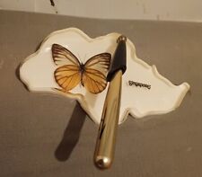 Real Butterfly In Acrylic Penholder In  shape  Of  country Singapore With Pen