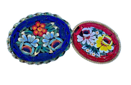 Italian micro mosaic brooches - micro,