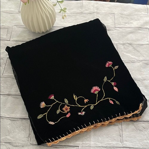 Black velvet scarf - velvet, with