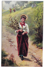 Tuck's Artist Drawn "Old English Customs" Postcard Palm Sunday