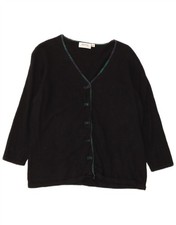 JOHNSTONS Womens 3/4 Sleeve Cardigan Sweater UK 18 XL Black Silk AY06
