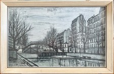 BERNARD BUFFET  St Martin's Canal 1956 - VINTAGE FRAMED PRINT Mid Century Modern