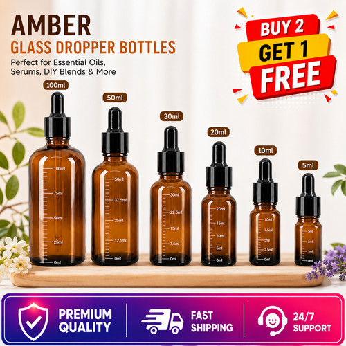 Amber glass dropper bottles - amber,
