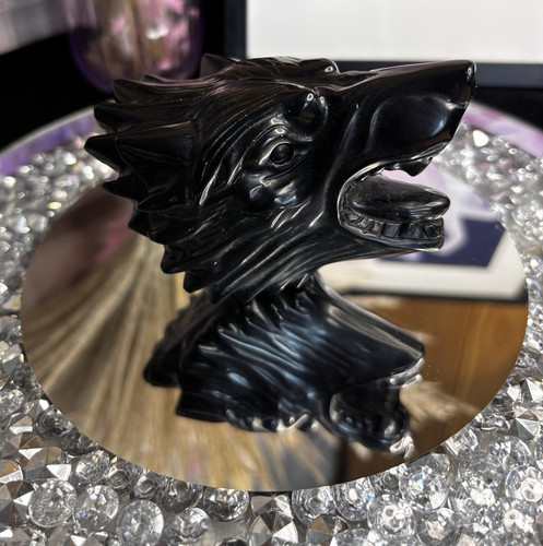 Black obsidian crystal - black,