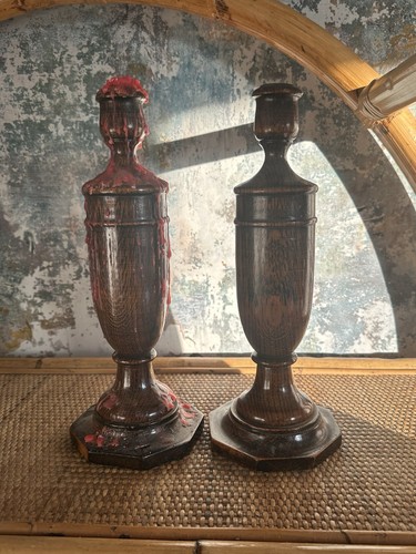 Pair vintage turned wooden - vintage,