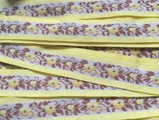 Vintage 70's polyester jacquard fabric ribbon, trim, floral - 16mm, by the 2M