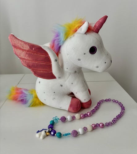 White rainbow unicorn plush - white,