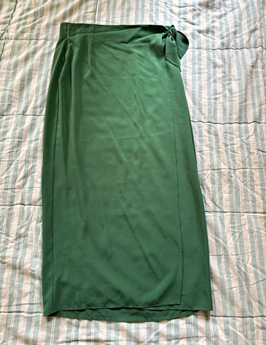 Wallis green satin wrap midi - green,