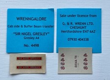 WRENN Railways Name Plates/Cab