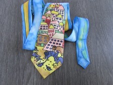Hand Painted Comical Cartoon Scene Tie Made in Wales