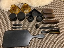 Vintage Victorian Ebony Vanity/dressing Table Set Candle Holders