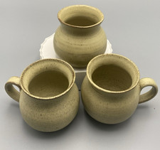 3 X RUSTIC STONEWARE FARMHOUSE STUDIO POTTERY 300 ML / 1/2 PINT MUGS