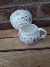 Barratts of Staffordshire 1950's Vintage China Red House Milk Jug & Sugar Bowl