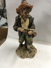 Vintage Capodimonte Style Figurine Reproduction Italian Hand-Paint Man on Bench