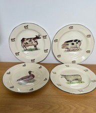 Wood & Sons Farmyard Animal Theme Dinner Plates x 4 Fine Tableware England 10.5”