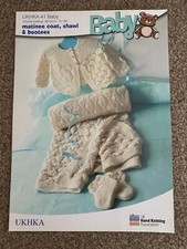 UKHKA 41 Baby DK Knitting Pattern Matinee Jacket Shawl Booties14-16" 36-41cm.