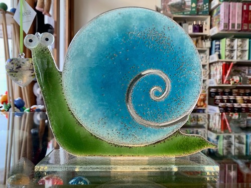 Fused glass ornament snail - fused,