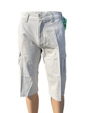 Mens Cargo 3/4 Shorts Elasticated Waist Long Length Combat Three Quarter Pants