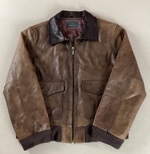 Vintage Rock n Blue Leather Flight Jacket Bomber Jacket Brown Size 48
