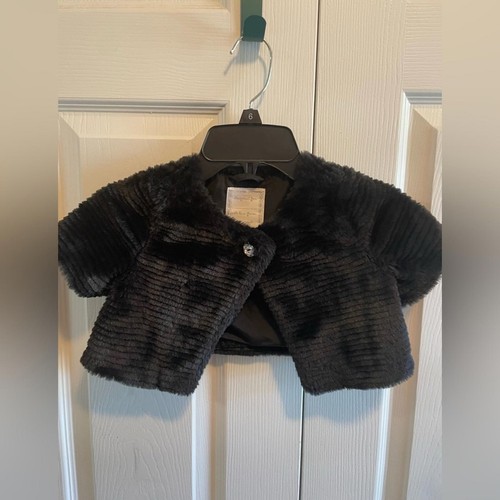 Black faux fur cardigan - black,