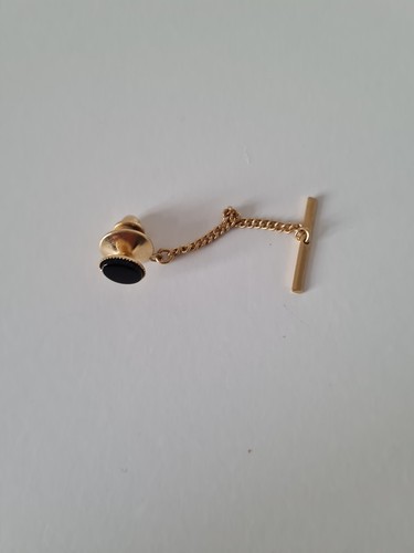 Vintage gold tone black stone - gold,