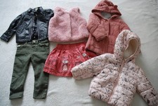 Bundle 6 Baby Girls Clothes Autumn Winter Jacket Coat Gilet Pants 9-12 mths