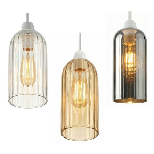 Modern ribbed glass lamp - glass,