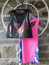 2 x Girls Sports Tops, Age 10-11, Pink/Black M&S/ Matalan 