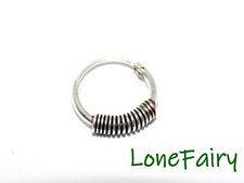 Solid 925 Sterling Silver Bali Style 10mm Nose Ring Ethnic Hippy Festival Indo