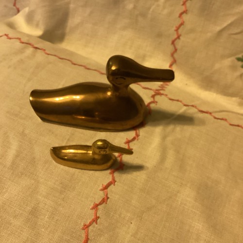 Pair brass ducks vintage - pair,