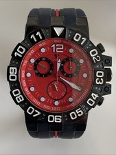 AquaMaster  Mens Red Chrono Tone Stainless Steel .25 CT Real Diamond Watch W#338