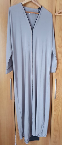 Grey mocha zipped abaya with - grey,
