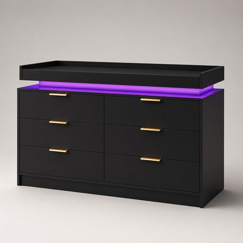 Luxury black led chest - black, of