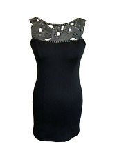 Mini Little Black Dress with Beading Around Neckline - Size 10 - New Look