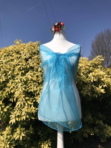 Turquoise organza shawl - turquoise,