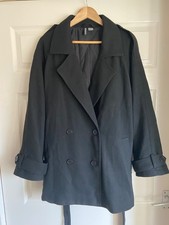 H an M ladies Black Double Breasted Reefer Style Jacket size XL