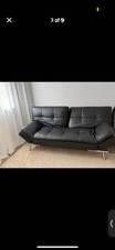 3 seater black leather