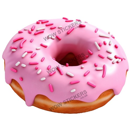 Pink iced sprinkles donut - pink,
