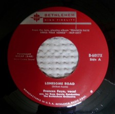 FRANCES FAYE Lonesome Road Skip To My Lou Orig BETHLEHEM Mono Jazz Vocal 45 VG++
