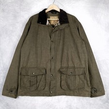 PG Field Waxed Field Coat Mens XL Green Cotton Corduroy Collar Flannel Lined