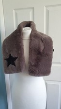 Frank Usher  Luxe Faux Fur Collar Stole Scarf with contrast star NEW mink