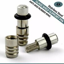 4X GLASS SHELF BRACKETS WITH RUBBER RING SHELF SUPPORT PIN PEGS BATHROOM CABINET