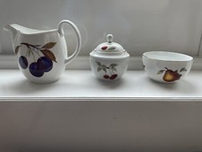 Royal Worcester Evesham Vale Gold large water jug, covered sugar bowl and bowl