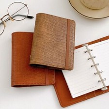 Leather Binder Notebook Loose leaf Notebook A8 Mini Diary Planner Memo Pads