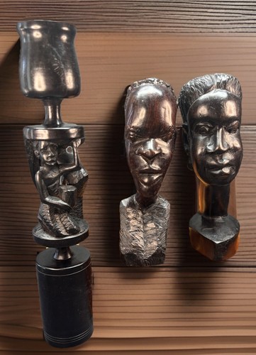 Vtg african hand carved - 2,