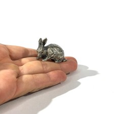 vintage solid silver rabbit  miniature ,  hallmarked figurine