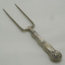Edwardian American ornate handle large sterling silver cutlery carving fork