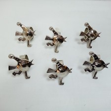 Quirky M&S Chrome Christmas Robin Napkin Rings Set of 6 - Novelty Table Decor
