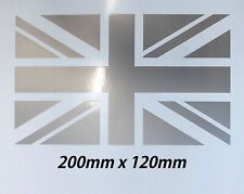 Union Jack Flag Metallic Silver GB Great Britain Sticker Decal 200mm x 120mm
