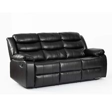 TURIN RECLINER SOFAS BLACK FAUX LEATHER ARMCHAIR 2 SEATER 3 SEATER SOFA SET